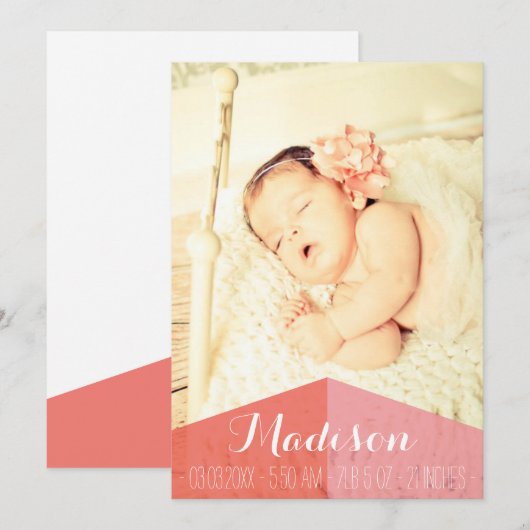 Aztec Baby Girl Geboorteaankondiging Fotokaart Aankondiging (Voorkant / Achterkant)