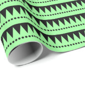 Aztec-bergen - Mintgroen op zwart Cadeaupapier (Rol Hoek)