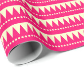 Aztec-bergen - Neon Red op Bleek geel Cadeaupapier (Rol Hoek)