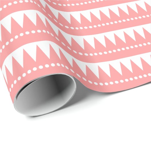 Aztec-bergen - Zachte roze op wit Cadeaupapier (Rol Hoek)