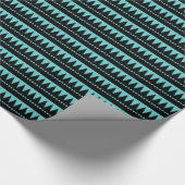 Aztec-bergen - Zwart op Aqua Blue Cadeaupapier (Hoek)