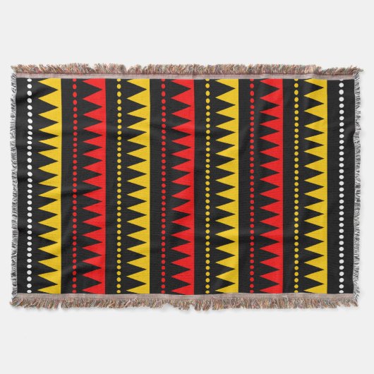 Aztec-bergen - Zwart, Rood, Amber en Wit Deken (Voorkant)