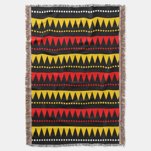 Aztec-bergen - Zwart, rood, ambergeel en wit Deken (Voorkant Verticaal)