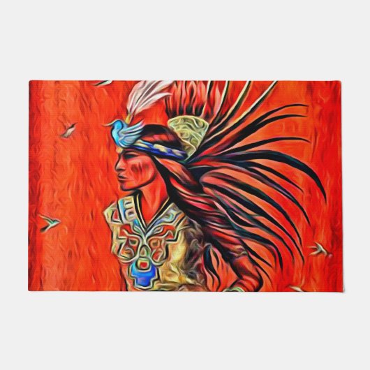 Aztec Bird Dancer Native American 24-inch x36-inch Deurmat (Voorkant)