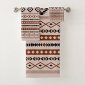 Aztec Black Browns Taupe Mixed Motifs Patroon Bad Handdoek (Insitu)