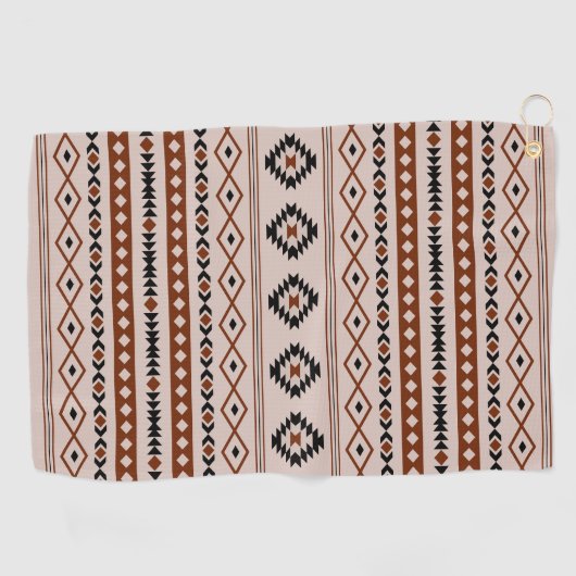 Aztec Black Browns Taupe Mixed Motifs Patroon Golfhanddoek (Horizontaal)