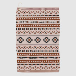 Aztec Black Browns Taupe Mixed Motifs Patroon Golfhanddoek