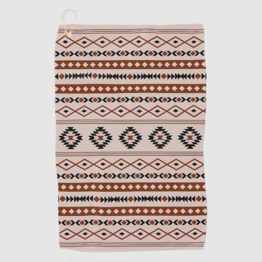 Aztec Black Browns Taupe Mixed Motifs Patroon Golfhanddoek (Voorkant)