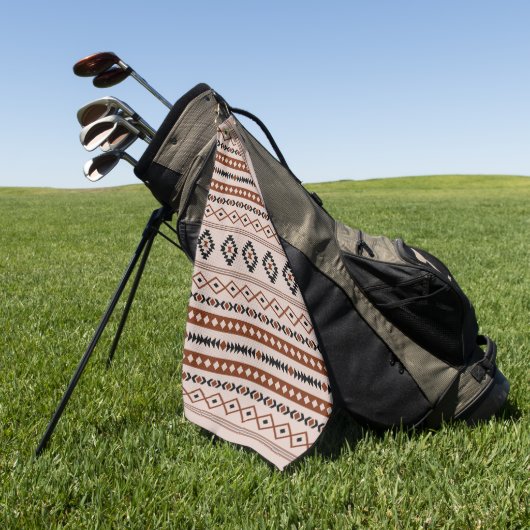 Aztec Black Browns Taupe Mixed Motifs Patroon Golfhanddoek (Groen)