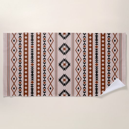 Aztec Black Browns Taupe Mixed Motifs Patroon Strandlaken (Voorkant)
