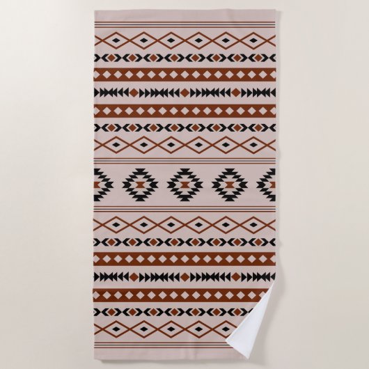 Aztec Black Browns Taupe Mixed Motifs Patroon Strandlaken (Voorkant)
