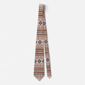 Aztec Black Browns Taupe Mixed Motifs Patroon Stropdas (Voorkant)