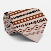 Aztec Black Browns Taupe Mixed Motifs Patroon Stropdas (Opgerold)