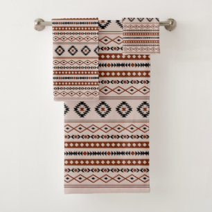 Aztec Black Browns Taupe Mixed Motifs Rpt Pattern Bad Handdoek