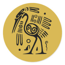 Aztec Black Heron op gouden Mexicaanse stijl