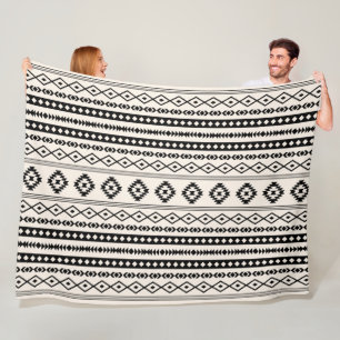 Aztec Black op Cream Mixed Motifs (H)-patroon Fleece Deken