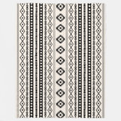 Aztec Black op Cream Mixed Motifs (H)-patroon Fleece Deken (Voorkant)