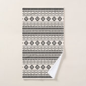 Aztec Black op Cream Mixed Motifs Herhaalt patroon Bad Handdoek (Handdoek)