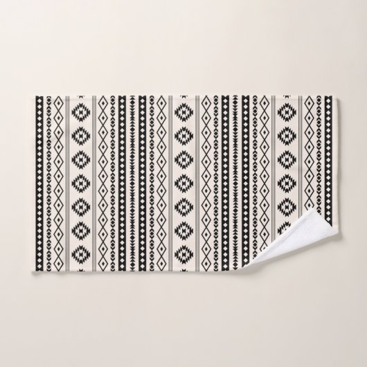 Aztec Black op Cream Mixed Motifs Herhaalt patroon Bad Handdoek (Handdoek)