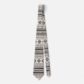Aztec Black op Cream Mixed Motifs Herhaalt patroon Stropdas (Voorkant)