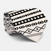 Aztec Black op Cream Mixed Motifs Herhaalt patroon Stropdas (Opgerold)