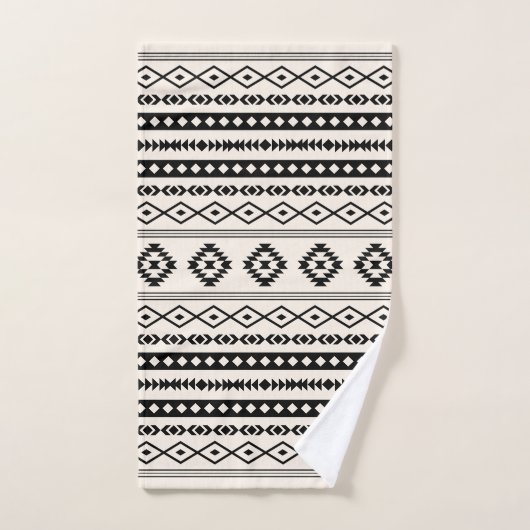 Aztec Black op Cream Mixed Motifs Pattern Bad Handdoek (Handdoek)