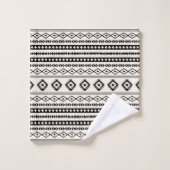 Aztec Black op Cream Mixed Motifs Pattern Bad Handdoek (Wasdoekje)