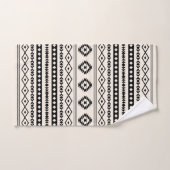 Aztec Black op Cream Mixed Motifs Pattern Bad Handdoek (Handdoek)