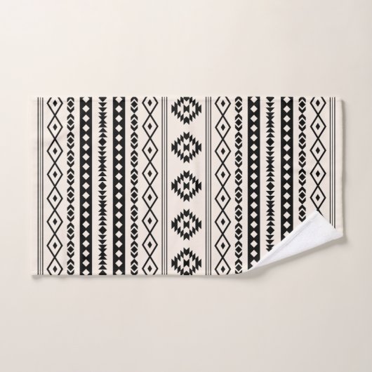 Aztec Black op Cream Mixed Motifs Pattern Bad Handdoek (Handdoek)