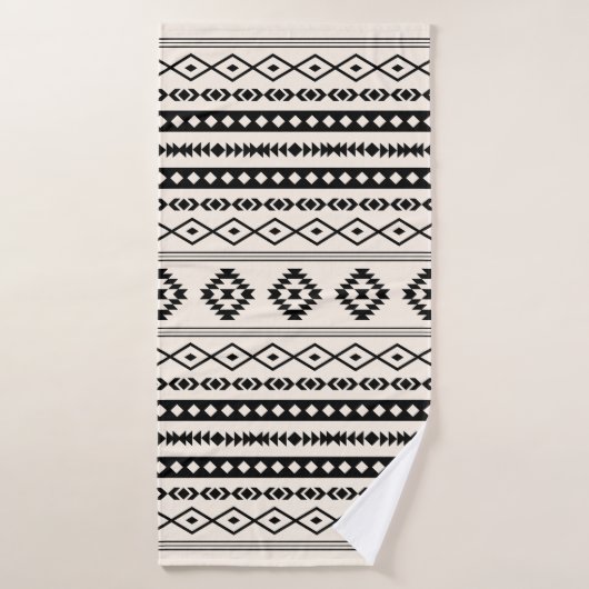 Aztec Black op Cream Mixed Motifs Pattern Badhanddoek (Badhanddoek)