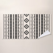 Aztec Black op Cream Mixed Motifs Pattern Badhanddoek (Badhanddoek)