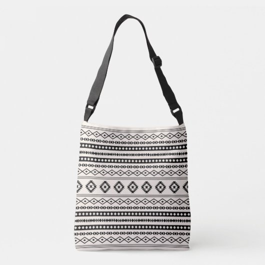 Aztec Black op Cream Mixed Motifs Pattern Crossbody Tas (Achterkant)