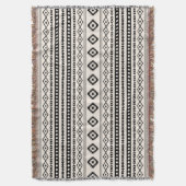 Aztec Black op Cream Mixed Motifs Pattern Deken (Voorkant Verticaal)