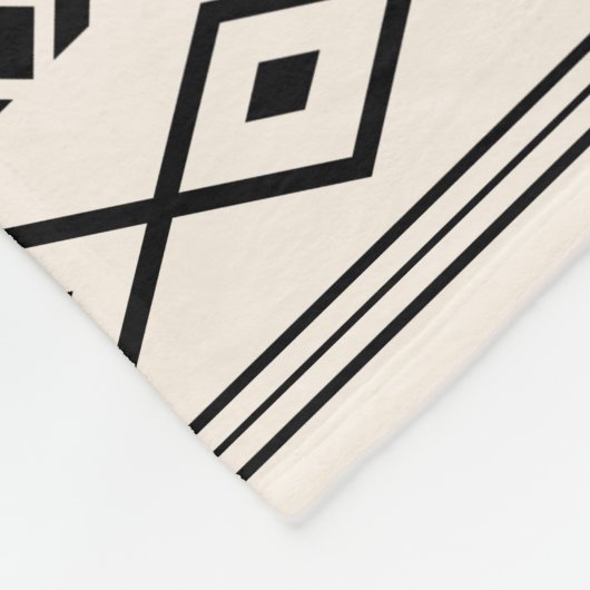 Aztec Black op Cream Mixed Motifs Pattern Fleece Deken (Hoek)
