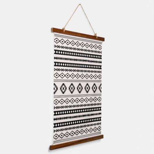 Aztec Black op Cream Mixed Motifs Pattern Hangend Wandkleed (Gebogen)