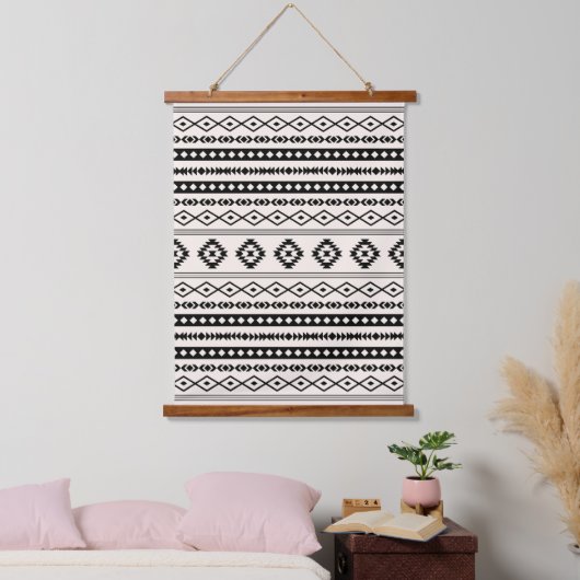 Aztec Black op Cream Mixed Motifs Pattern Hangend Wandkleed (Slaapkamer)