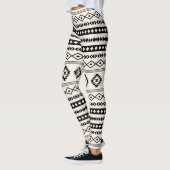 Aztec Black op Cream Mixed Motifs Pattern Leggings (Links)
