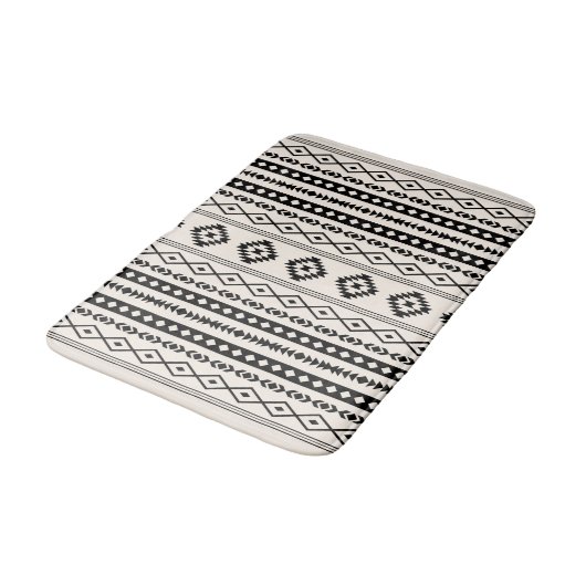 Aztec Black op Cream Mixed Motifs (V) Pattern Badmat (Gekanteld)