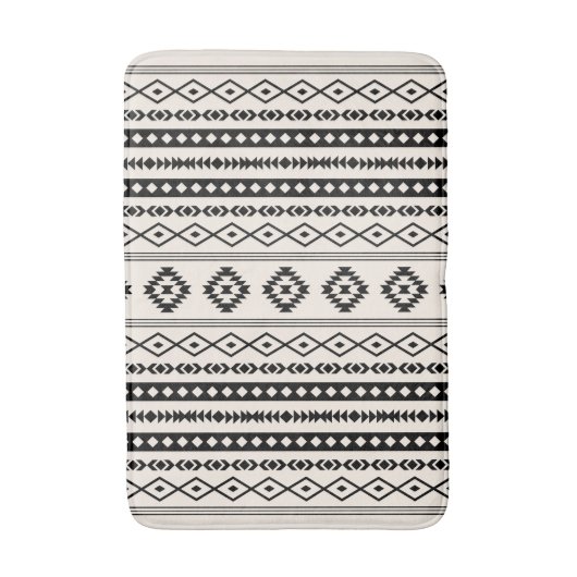 Aztec Black op Cream Mixed Motifs (V) Pattern Badmat (Voorkant Verticaal)