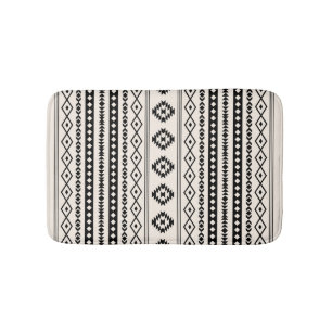 Aztec Black op Cream Mixed Motifs (V) Pattern Badmat