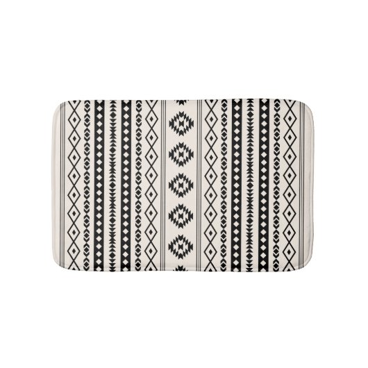Aztec Black op Cream Mixed Motifs (V) Pattern Badmat (Voorkant)