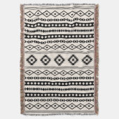 Aztec Black op Cream Mixed Motifs (V) Pattern Deken (Voorkant Verticaal)
