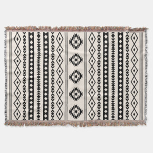 Aztec Black op Cream Mixed Motifs (V) Pattern Deken