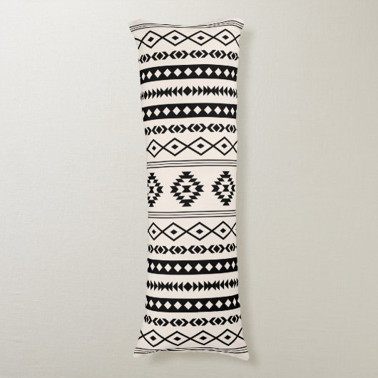 Aztec Black op Cream Mixed Motifs (V) Pattern Lichaamskussen (Voorkant Verticaal)