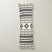 Aztec Black op Cream Mixed Motifs (V) Pattern Lichaamskussen (Achterkant (Verticaal))