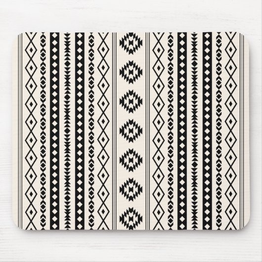 Aztec Black op Cream Mixed Motifs V Pattern Muismat (Voorkant)