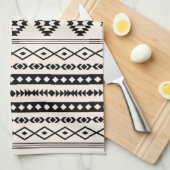 Aztec Black op Cream Mixed Motifs (V) Pattern Theedoek (Quarter Fold)