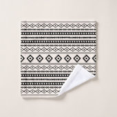 Aztec Black op Cream Mixed Pattern Bad Handdoek (Wasdoekje)