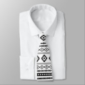 Aztec Black op White Mixed Motifs Herhaalt patroon Stropdas (Gebonden)