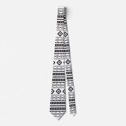 Aztec Black op White Mixed Motifs Herhaalt patroon Stropdas (Voorkant)